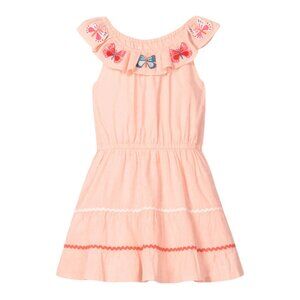 Mini Boden Embroidered Dress, Butterfly, Pink 5-6Y